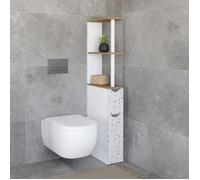 IDMARKET Meuble WC étagère WILLY 2 portes motif terrazzo et hêtre