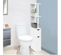 IDMARKET Meuble WC étagère WILLY bois 2 portes blanc