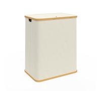 IDMarket - Panier à Linge 2 bacs Amovibles Bambou Rita Tissu écru 140 L