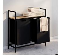 IDMarket Panier à linge Detroit 2 bacs Tissu noir Design industriel