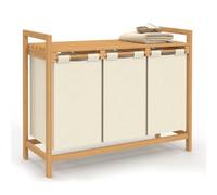 IDMarket - Panier à Linge 3 bacs Bambou BEA Tissu écru
