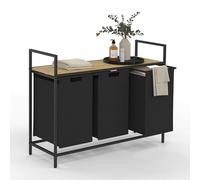 IDMarket - Panier à Linge 3 bacs Detroit Tissu Noir Design Industriel