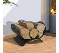 IDMARKET Panier range bûches demi lune 40 x 30 x 25 cm en acier noir