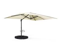 IDMARKET Parasol déporté inclinable rotatif 360 CALVI écru 3x4 M avec 4 dalles et housse