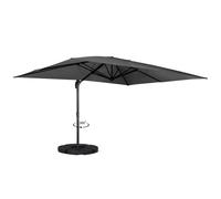 Parasol déporté inclinable rotatif 360 CALVI gris 3x4 M avec 4 dalles et housse