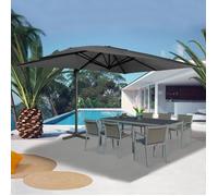 Parasol Déporté Rotatif 360 Calvi Gris 3x4 M Avec Housse Gris