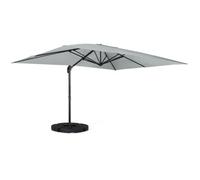 IDMarket – Parasol déporté – Calvi – Rotatif 360° inclinable – Gris clair 3x4 m – 4 dalles et housse