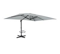 IDMarket - Parasol déporté inclinable Rotatif 360 Calvi Gris Clair 3x4 M avec Housse