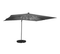 Parasol Déporté Inclinable Rotatif 360 Calvi Led Gris 3x4 M Avec 4 Dalles Et Housse
