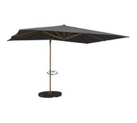 IDMarket - Parasol déporté inclinable Rotatif 360 Calvi Mat Effet Bois et Toile Grise 3X4M avec Housse