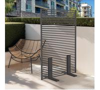 IDMARKET Paravent extérieur ajouré claustra décoratif 80 x 150 cm persiennes horizontales métal gris anthracite