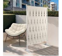 IDMarket - Paravent extérieur Claustra décoratif 80 x 150 cm Sangles Beige et métal Blanc