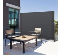 IDMARKET Paravent extérieur rétractable 180 x 300 CM gris anthracite store latéral