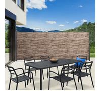 IDMARKET Paravent extérieur rétractable 180 x 400 cm motif pierre store latéral