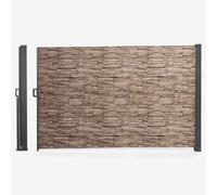 IDMarket - Paravent extérieur rétractable 180 x 400 cm Motif Pierre Store latéral