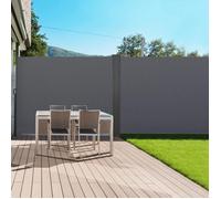 Paravent ext?rieur r?tractable double 180 x 800 CM gris anthracite store lat?ral