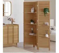 IDMarket - Paravent intérieur 3 Panneaux Lattes persiennes avec 3 étagères Bois