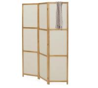 IDMarket - Paravent intérieur Bois et Tissu Beige