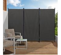 IDMarket - Paravent intérieur et extérieur sur Pieds 3 Panneaux 250 x 180 cm Gris Anthracite séparateur Store latéral