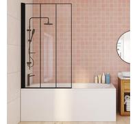 IDMarket - Pare baignoire 1 volet 80x140 cm sérigraphié effet verrière avec profilé en aluminium noir