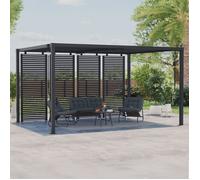IDMarket - Pergola bioclimatique Lames orientables Acier 3x4 M avec persiennes Horizontales Gris Anthracite
