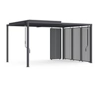 IDMarket - Pergola bioclimatique Lames orientables Acier 3x4 M avec persiennes Verticales Gris Anthracite