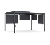 IDMarket – Pergola bioclimatique lames orientables acier 3x4 m 4 stores gris anthracite