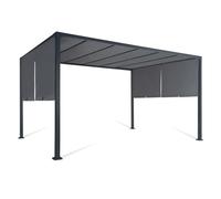IDMarket – Pergola coulissante 3x4 m – Belvédère 2 pans – Toile gris anthracite