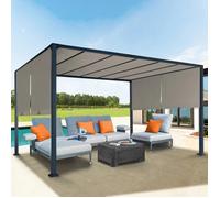 IDMarket - Pergola coulissante Belvédère de jardin 2 pans 3x4 m Toile taupe