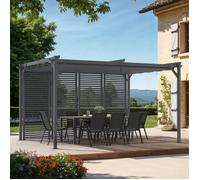 Pergola Édition Collector Persienne Toit Rétractable 3x4m 4 Pans Modulables Gris Anthracite