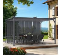 IDMarket - Pergola édition Collector persiennes Verticales Toit rétractable 3x4 M 4 pans modulables Gris Anthracite