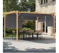IDMARKET Pergola édition exclusive effet bois toit rétractable 3x4 M et 4 stores gris anthracite