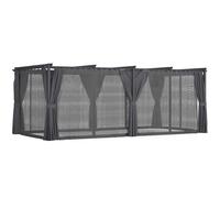 IDMarket - Pergola édition intégrale moustiquaire Toit rétractable 3x6 M et 6 Rideaux Gris