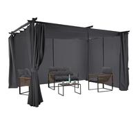 IDMarket Pergola édition limitée toit rétractable 3x4 m et 4 rideaux gris anthracite