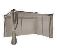 Pergola Toit Rétractable Avec Rideaux Coloris Taupe