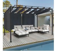 IDMARKET Pergola édition luxe lames orientables 3x3 M et 4 stores gris anthracite