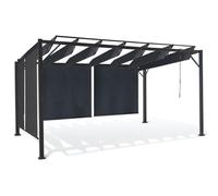Pergola Acier Lames Orientables Avec 4 Stores Gris 3x3 M Gris