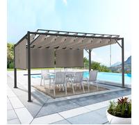Pergola édition luxe lames orientables 3x4 M et 4 stores taupe