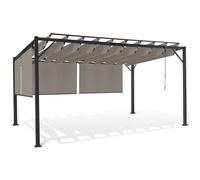 IDMarket - Pergola édition Luxe Lames orientables 3x4 M et 4 Stores Taupe