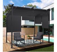IDMARKET Pergola édition spéciale toit rétractable 3x3 M et 4 stores gris anthracite