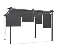 IDMarket Pergola Édition spéciale toit rétractable 3x4 m 4 stores enrouleurs gris anthracite