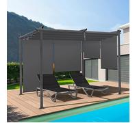IDMARKET Pergola édition spéciale toit rétractable 3x4 M et 4 stores gris anthracite