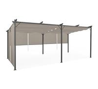 IDMarket Pergola édition spéciale toit rétractable 3x6 m et 6 stores taupe