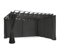 IDMarket – Pergola édition suprem lames orientables 3x4 m 4 rideaux gris anthracite