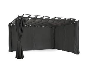 IDMarket - Pergola édition suprem Lames orientables 3x4 M et 4 Rideaux