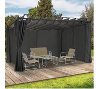 IDMarket – Pergola édition suprem lames orientables 3x4 m 4 rideaux gris anthracite