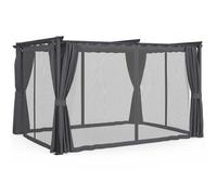 IDMarket Pergola Édition intégrale moustiquaire toit rétractable 3x4M 4 rideaux gris