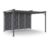 IDMarket - Pergola persienne 3x4 m - Gris anthracite, toit rétractable, 4 pans modulables