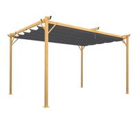 IDMARKET Pergola toit rétractable 4 pieds 3x4 M tonnelle effet bois toile gris anthracite
