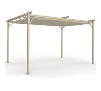 IDMarket - Pergola Toit rétractable 4 Pieds 3x4 M tonnelle Structure Beige et Toile Beige